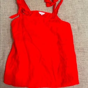 Red linen shirt with ties